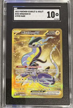 2023 POKEMON SVI EN SCARLET & VIOLET HYPER RARE #253 MIRAIDON EX SGC Gem Mint 10 - Image 1