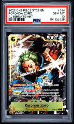 PSA 10 2026 ONE PIECE ST29 EGGHEAD 014 RORONOA ZORO ALTERNATE ART - Image 1
