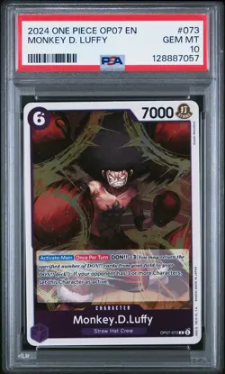 PSA 10 ONE PIECE #073 MONKEY D LUFFY 500 YEARS IN THE FUTURE OP07 073 POP 26 - Image 1