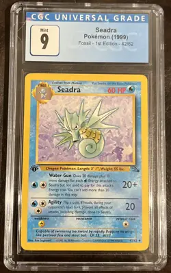 1999 Pokemon - 1st Edition Seadra Non-Holo Fossil 42/62 - PSA 9 Mint! - WOTC - Image 1
