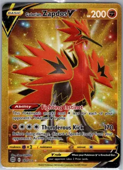 Galarian Zapdos V (Secret) 182/172 SWSH09: Brilliant Stars - Pokemon Card - NM - Image 1