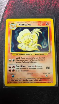 Pokemon TCG Ninetales Holo Rare Card Base Set 12/102, 1999 HP Condition - Image 1