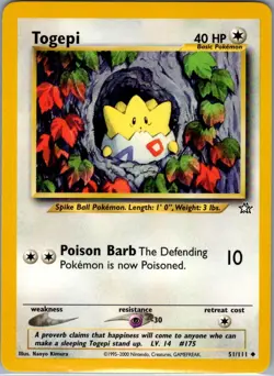 Togepi 51/111 Non Holo Neo Genesis - Pokemon Card - NM - Image 1