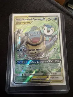 Pokemon TCG Blastoise & Piplup GX TAG TEAM Ultra Rare Full Art 215/236 Holo - Image 1