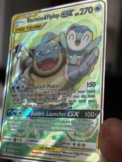 Pokemon TCG Blastoise & Piplup GX TAG TEAM Ultra Rare Full Art 215/236 Holo - Image 2