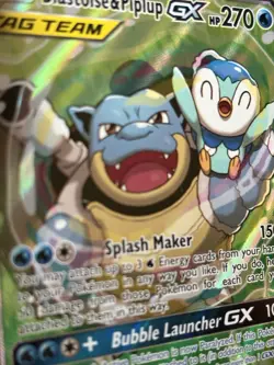 Pokemon TCG Blastoise & Piplup GX TAG TEAM Ultra Rare Full Art 215/236 Holo - Image 3
