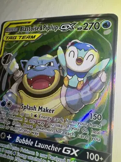 Pokemon TCG Blastoise & Piplup GX TAG TEAM Ultra Rare Full Art 215/236 Holo - Image 5
