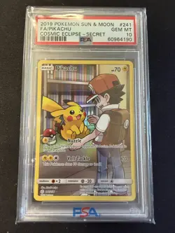 2019 Pokemon - Sun & Moon - Cosmic Eclipse - Pikachu Full Art 241/236, PSA 10 - Image 1
