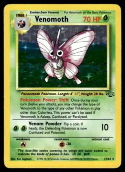 Venomoth #13 - Rare HOLO - Pokemon Jungle WOTC - LP - Image 1