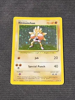 Pokemon Base Set "Hitmonchan" 7/102 / Holo Rare / Moderately Played - Image 1