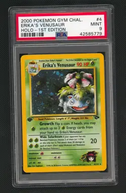 Erika's Venusaur Holo Pokemon Card 1st Edition Gym Challenge 4/132 ARK BGS PSA 9 - Image 1