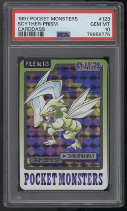 1997 POCKET MONSTERS CARDDASS #123 SCYTHER-PRISM PSA 10 - Image 1