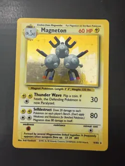 Wizards of the Coast Pokemon TCG Base Set Magneton Holo Rare 9/102 60 HP 1999 EN - Image 1