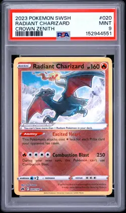 2023 POKEMON SWORD & SHIELD CROWN ZENITH #020 RADIANT CHARIZARD PSA 9 - Image 1