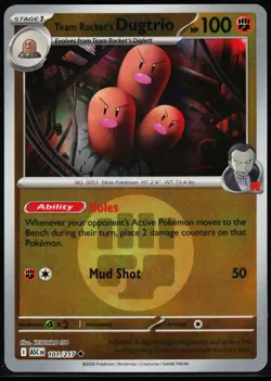 Team Rocket's Dugtrio Energy Symbol 101/217 Holo Reverse Holo Ascended Heroes NM - Image 2
