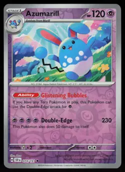 Azumarill 074/191 Uncommon Surging Sparks Pokemon Reverse Holo Near Mint - Image 1