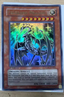 Yugioh Felgrand Dragon SDRL-EN001 Ultra Rare 1st Edition MP Yu-Gi-Oh! Card - Image 1