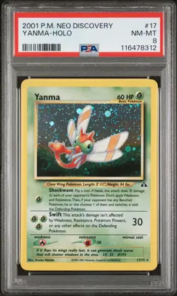 Pokemon TCG Yanma 17/75 Neo Discovery Holo Rare PSA 8 - Image 1