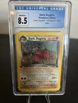CGC 8.5 NMINT Dark Dugtrio Team Rocket 1st Edition 6/82 Holo SWIRL Pokemon Card - Image 1