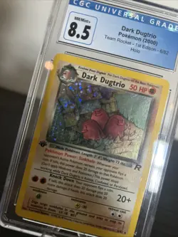 CGC 8.5 NMINT Dark Dugtrio Team Rocket 1st Edition 6/82 Holo SWIRL Pokemon Card - Image 2