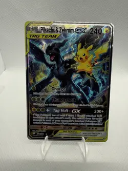 FAN ART-Pokemon Pikachu & Zekrom GX SM168 SM Promo TAG TEAM Holo 240 HP Eng - Image 1