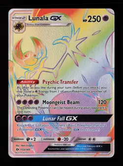 Lunala GX (Secret) 153/149 Holo Secret Rare SM Base Set Pokemon Cards - Image 1