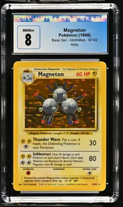 1999 Pokemon Base Set Magneton CGC 8 #9/102 - Image 1