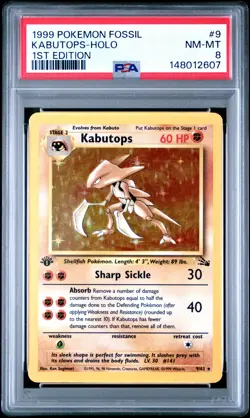1999 POKEMON FOSSIL 1ST EDITION #9 KABUTOPS-HOLO PSA 8 - Image 1
