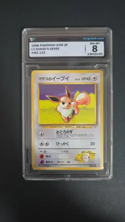 1998 pokemon gym jp lt surge's eevee no.133 wcg 8 ≈ psa 8 - Image 1
