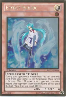 Yugioh! LP Effect Veiler - PGLD-EN036 - Gold Rare - 1st Edition Lightly Played, - Image 1