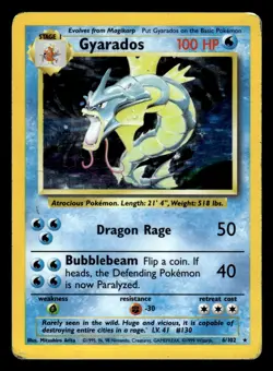 Gyarados 6/102 Holo Rare Base Set Pokemon Card - 1 - Image 1