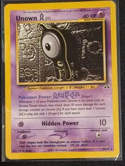 Pokemon Unown [A] 33/75 Neo Discovery Rare Vintage WOTC Pokemon Card - Image 1