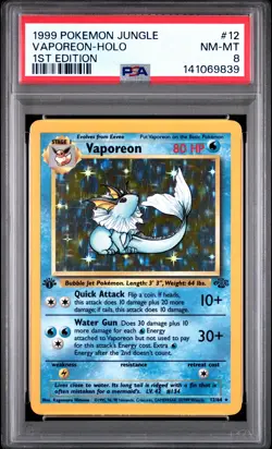 1999 POKEMON JUNGLE 1ST EDITION #12 VAPOREON-HOLO PSA 8 - Image 1