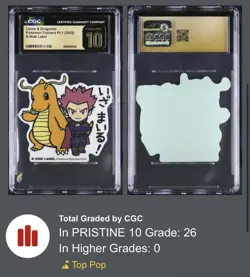 2025 Lance & CGC 10 Pristine Pokemon B-Side Label Stickers Dragonite - Image 3