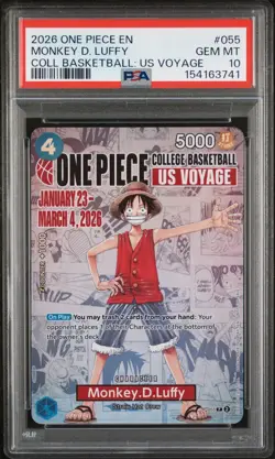 2026 ONE PIECE COLLEGE BASKETBALL: US VOYAGE PROMOS #055 MONKEY D. LUFFY PSA 10 - Image 1