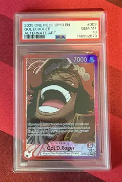 PSA 10 Gold D. Roger (Alt Art) Carrying On His Will OP13-003 EN One Piece B14 - Image 1