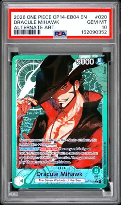 2026 One Piece Op14-020 Eb04 Azure Sea's Dracule Mihawk Alt Art PSA 10 #020 - Image 1