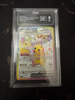 Tag 9 Pikachu EX 2024 Pokemon Scarlet & Violet Surging Sparks #219/191 - Image 1