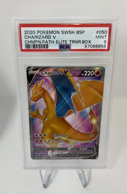 2020 Pokemon SWSH BSP Charizard V Champions Path ETB Promo 050 PSA 9 Mint Card - Image 1