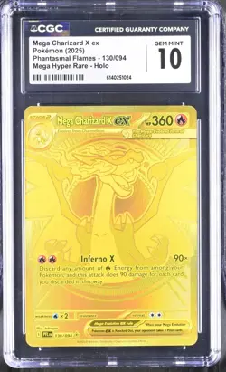 2025 POKEMON PFL EN-PHANTASMAL FLAMES #130 MEGA CHARIZARD X EX CGC 10 - Image 1