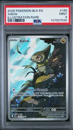 2025 POKEMON BLK EN-BLACK BOLT ILLUSTRATION RARE #145 AXEW PSA 9 - Image 1