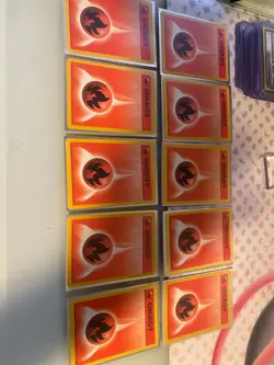 Pokemon TCG Fire Energy 98/102 Base Set Unlimited Lot x 10 LP - Image 1