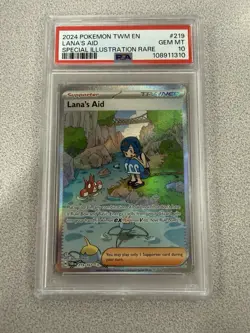 Pokemon Lana's Aid 219/167 PSA 10 Twilight Masquerade Special Illustration Rare - Image 1