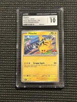 2024 POKEMON SVP EN-SV BLACK STAR PROMO WORLD CHAMPIONSHIPS #190 PIKACHU CGC 10 - Image 1