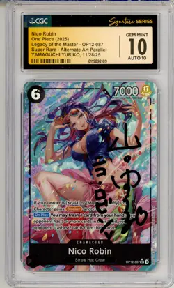 CGC GEM MINT 10 Auto 10 Yamaguchi Yuriko One Piece Nico Robin OP12-087 (Alt Art) - Image 1