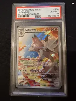 Lycanroc Holo PSA 10 Gem MT Sv09: Journey Together Card 166/159 - Image 1