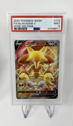 2020 Pokemon SWSH FA Alakazam V Vivid Voltage 172 PSA-Graded 9 Mint Card - Image 1