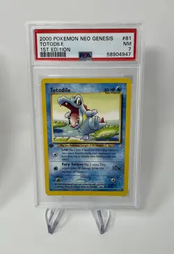 2000 Pokemon Neo Genesis Totodile 1st Edition 81 PSA 7 Near Mint Card - Image 1