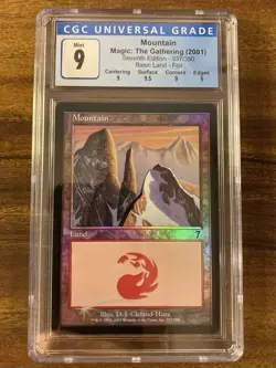 MTG✨MOUNTAIN FOIL✨7th Edition CGC Quad 9’s+ MINT Land 2001 D.J. HURA Art POP 3 ! - Image 1