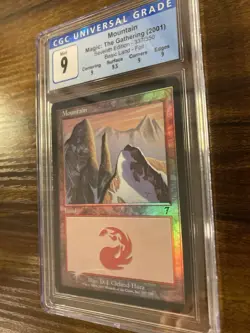 MTG✨MOUNTAIN FOIL✨7th Edition CGC Quad 9’s+ MINT Land 2001 D.J. HURA Art POP 3 ! - Image 4